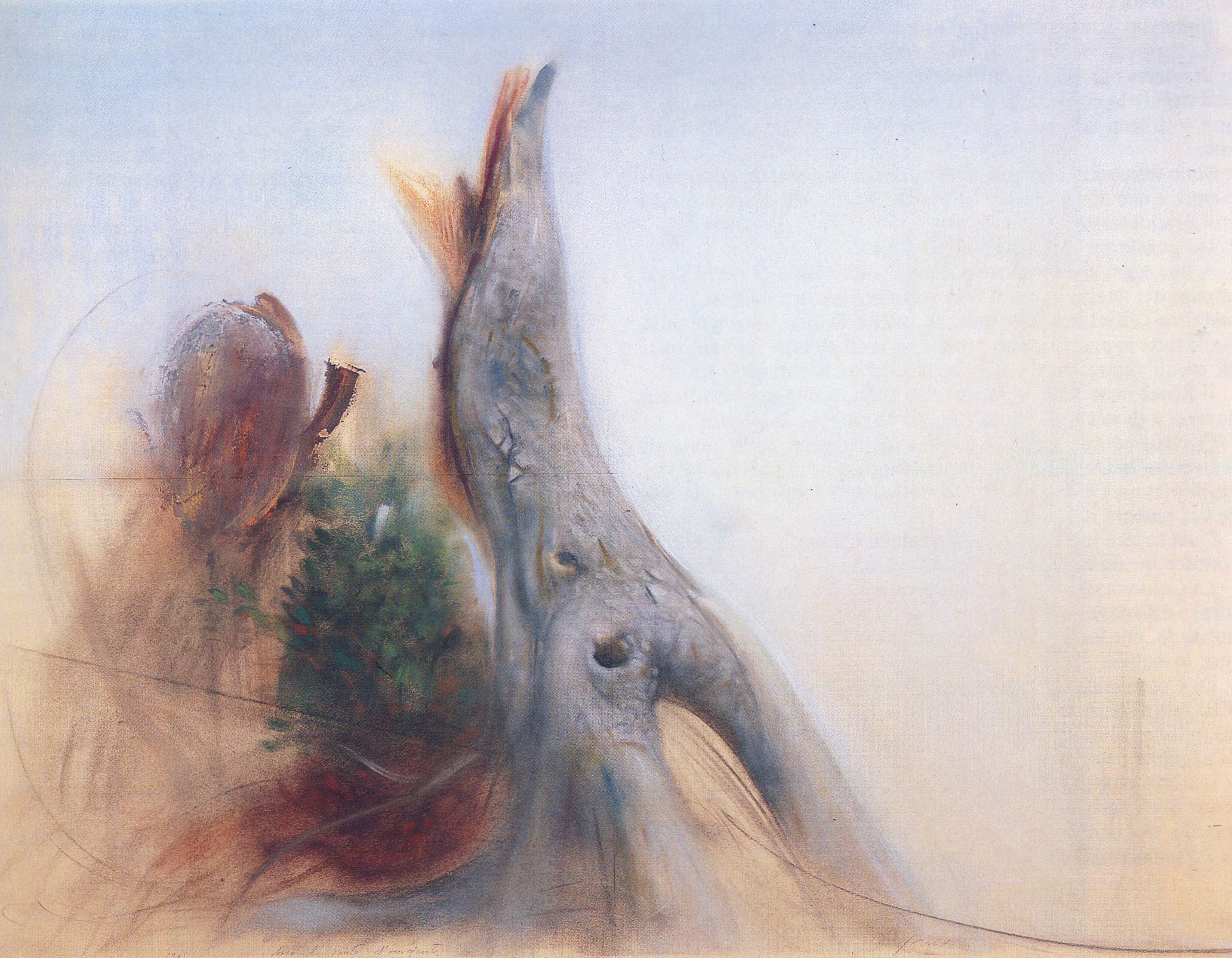 Piero Guccione - Dopo il vento di occidente grande tronco nel cielo azzurro
