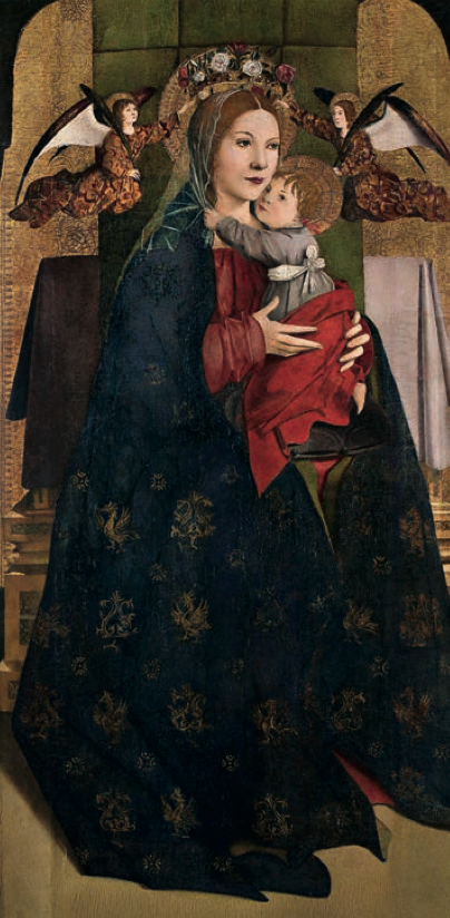 Antonello da Messina - Madonna con Bambino e due angeli reggicorona, Firenze, Galleria degli Uffizi