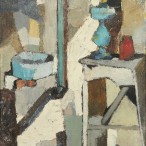 Totò Bonanno -Tavola e stufa- olio su tela cm 60x80 anno 1959